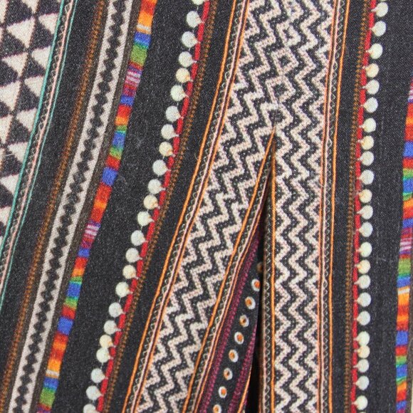 Farm Rio for Anthropologie Satin Wide-Leg Pants Black Stripe Geo Print Size XS - Picture 6 of 14